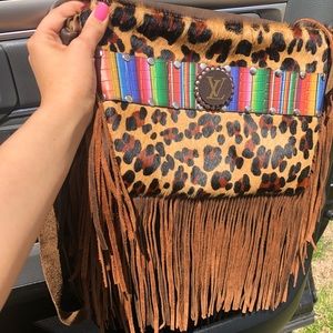 Upcycled Louis vuitton hair on hyde crossbody purs